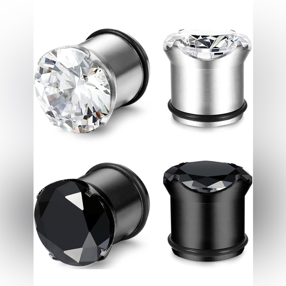 2 Pairs CZ Ear Gauges